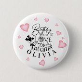 Birthday Calligraphy Custom Name Minimalist Hearts Button (Vorderseite)