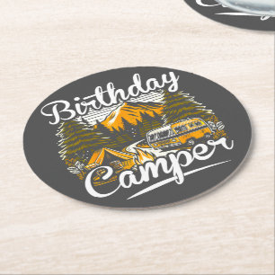 Birthday Camper Camping Camper Lover Runder Pappuntersetzer