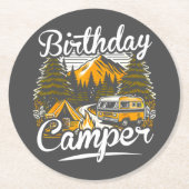 Birthday Camper Camping Camper Lover Runder Pappuntersetzer (Vorderseite)