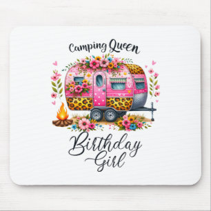 Birthday Camping Königin Camp Pink Floral Van Birt Mousepad