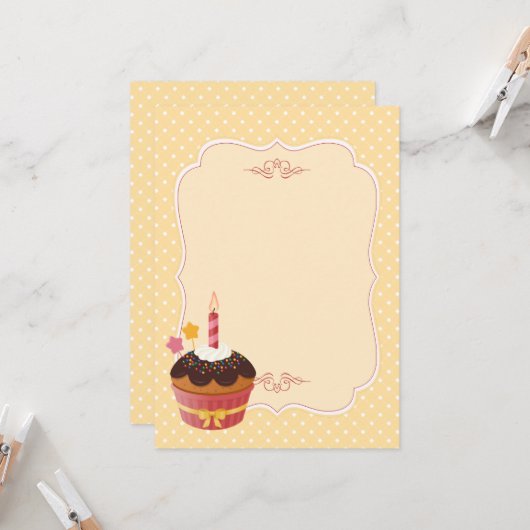 Birthday Candle Cupcake Blank Karte (Vorderseite/Rückseite Beispiel)