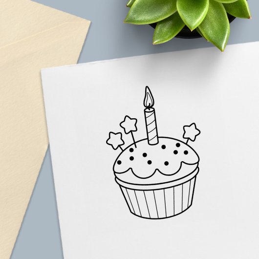 Birthday Candle Cupcake Color Me Permastempel
