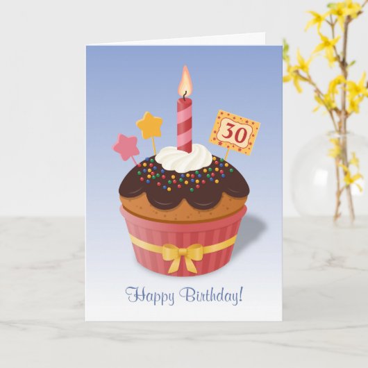 Birthday Candle Cupcake Custom Age Karte (Gelbe Blume)