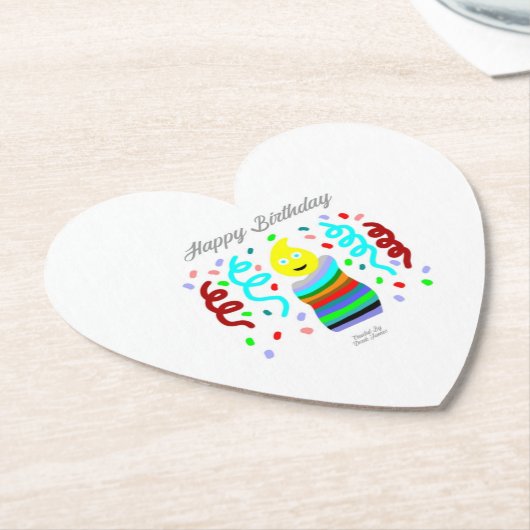 Birthday Candle Greetings Heart Paper Coaster Untersetzer (angewinkelt)