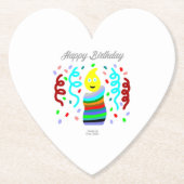 Birthday Candle Greetings Heart Paper Coaster Untersetzer (Vorderseite)