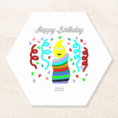 Birthday Candle Greetings Hexagon Paper Coaster Untersetzer (Vorderseite)