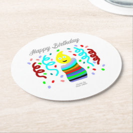 Birthday Candle Greetings Round Paper Coaster Runder Pappuntersetzer