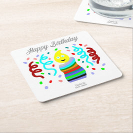 Birthday Candle Greetings Square Paper Coaster Rechteckiger Pappuntersetzer