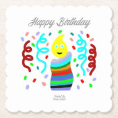 Birthday Candle Greetings Square Scalloped Coaster Untersetzer (Vorderseite)