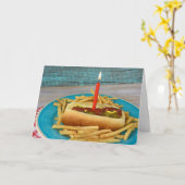 birthday candle in hot dog with french fries karte (Gelbe Blume)