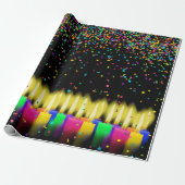 Birthday Candles and Confetti on Black Geschenkpapier (Ungerollt)