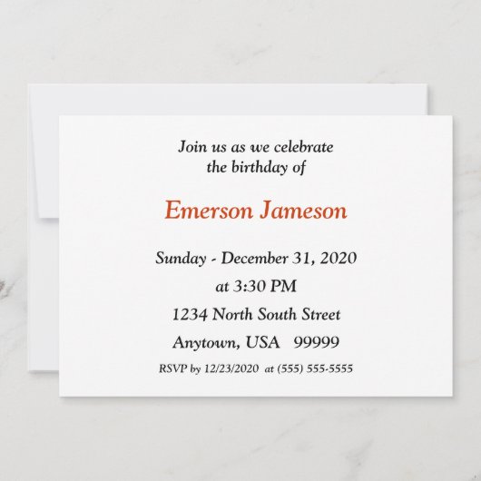 Birthday Candles Einladung (Rückseite)