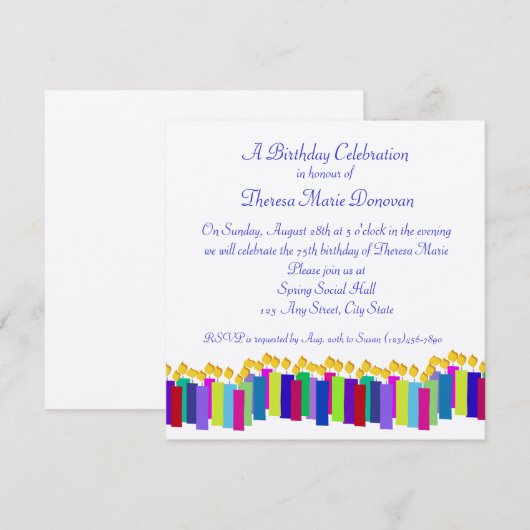 Birthday Candles Einladung (Vorne/Hinten)