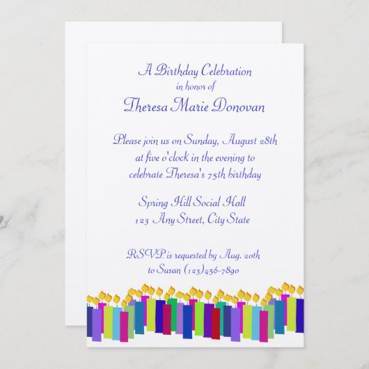 Birthday Candles Einladung (Vorne/Hinten)