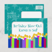 Birthday Candles Einladungspostkarte (Vorne/Hinten)