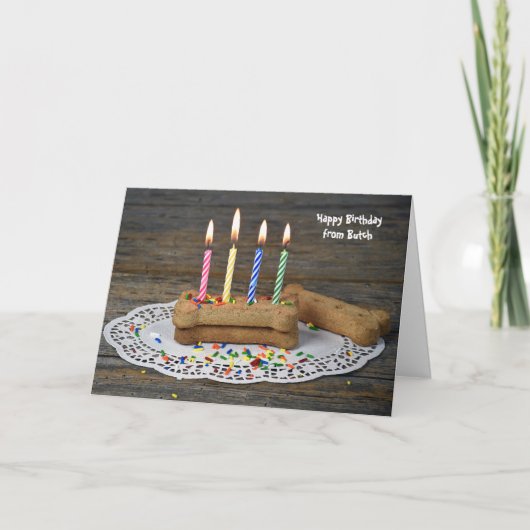 Birthday Candles in Dog Bone Card Karte (Vorderseite)