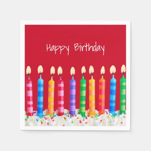 Birthday Candles on Red Serviette (Vorderseite)