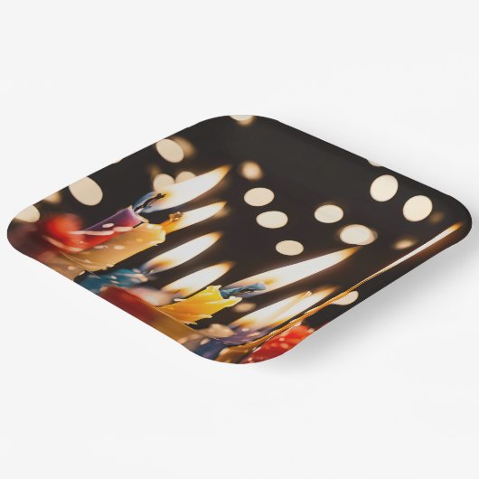 Birthday Candles und Bokeh Lights Pappteller (Gewinkelt)