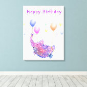Birthday Canvas Print Geschenk Funny Flying Elepha Leinwanddruck (Insitu (Holzboden))