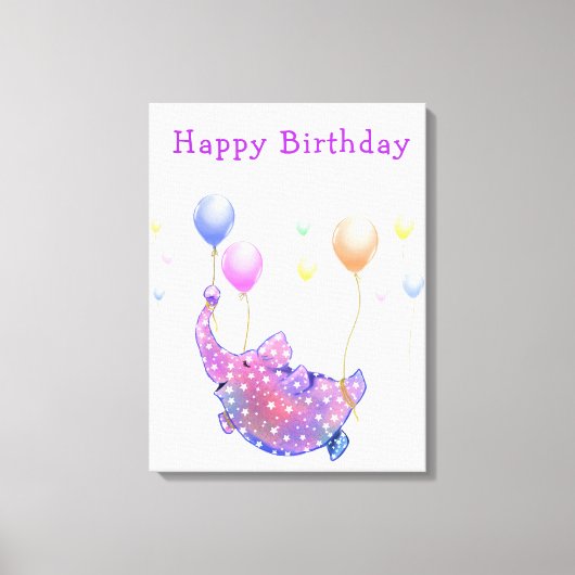 Birthday Canvas Print Geschenk Funny Flying Elepha Leinwanddruck (Vorderseite)