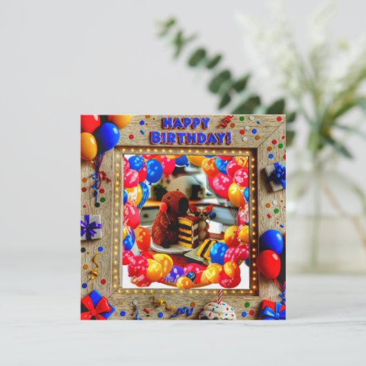 Birthday Capybara & Chihuahua Einladung - Kinder P (Stehend Vorderseite)