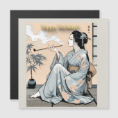 Birthday Card 01 - Elegant Japanese Oiran Theme Magnetkarte (Vorne/Hinten)
