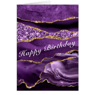 Birthday Card Agate Lila Gold Glitzer Marmor