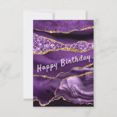 Birthday Card Agate Lila Gold Glitzer Marmor Karte (Vorderseite)