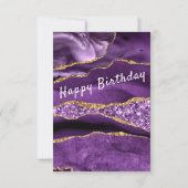 Birthday Card Agate Lila Gold Glitzer Marmor Karte (Rückseite)
