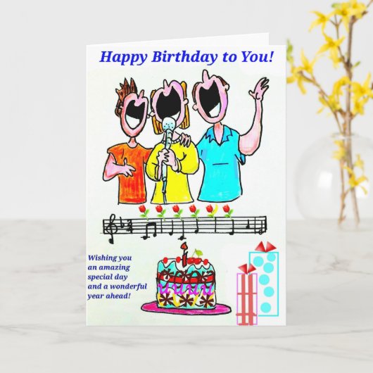 BIRTHDAY CARD - BIRTHDAY SINGERS KARTE (Gelbe Blume)