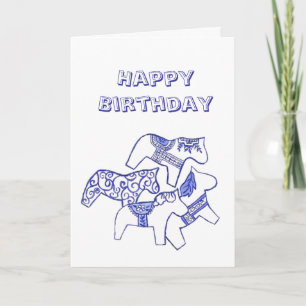 Birthday Card Blau und Weißes Pferd Karte