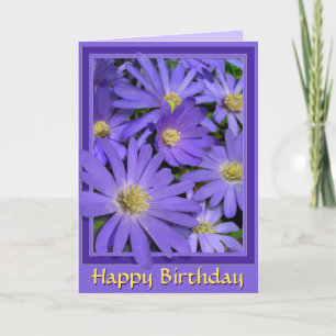 Birthday Card Blue Flowers Grußkarte Leere Karte