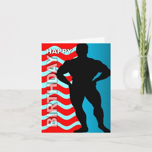 Birthday Card Bodybuilder Stripe Karte (Vorderseite)