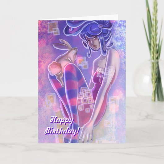 Birthday Card Bunny Girl Karte (Vorderseite)