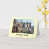 Birthday Card - Cité de Carcassonne, Frankreich Karte (Gelbe Blume)