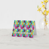 Birthday Card Colorful Floral Mosaic Karte (Gelbe Blume)