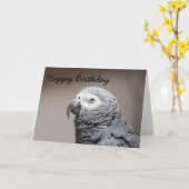 Birthday card Congo African Grey Gray Parrot Karte (Gelbe Blume)