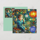 BIRTHDAY CARD ~ Contented Young Boy ~ (Vorne/Hinten)