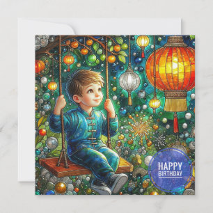 BIRTHDAY CARD ~ Contented Young Boy ~