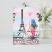 Birthday Card der Frau in Paris mit Eiffelturm (Stehend Vorderseite)