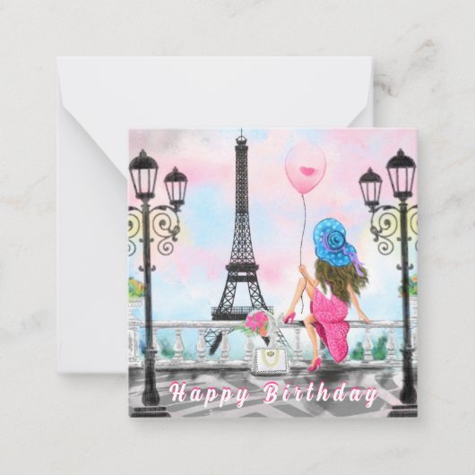 Birthday Card der Frau in Paris mit Eiffelturm Mitteilungskarte (Vorderseite)