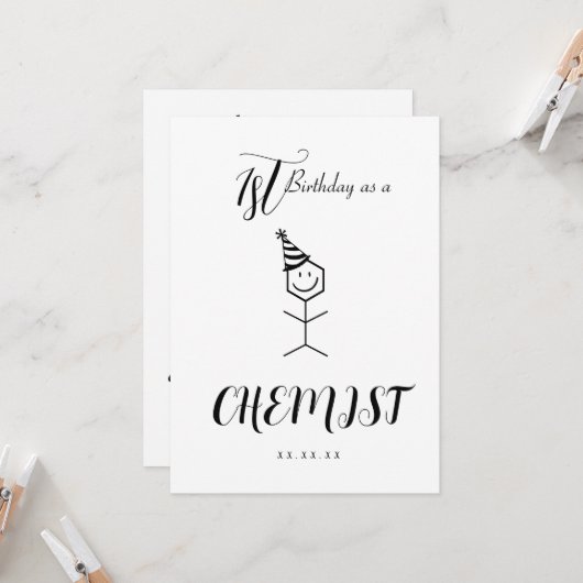 Birthday Card des modernen Funny Chemist Einladung (Vorderseite/Rückseite Beispiel)