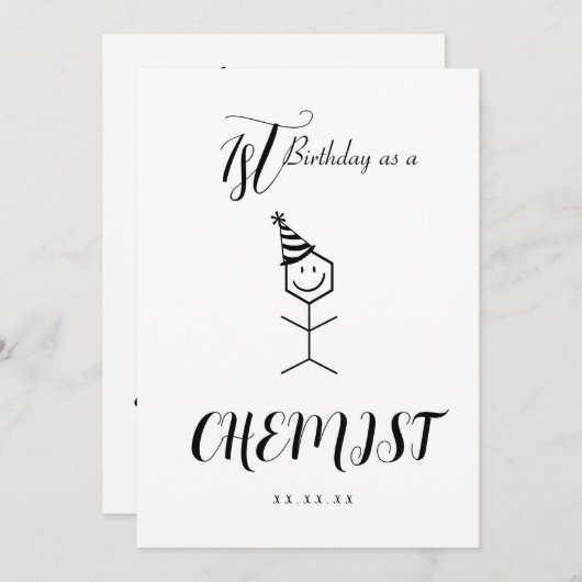 Birthday Card des modernen Funny Chemist Einladung (Vorne/Hinten)