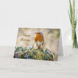 Birthday card European Robin Erithacus rubecula Karte