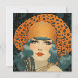 Birthday card featuring beautiful 1920s girl karte