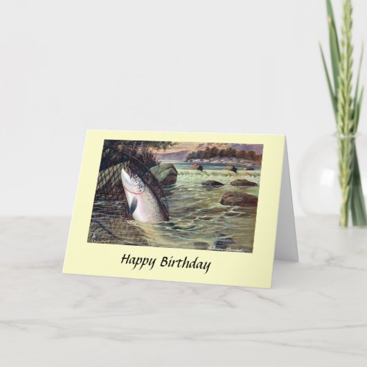 Birthday Card - Fishing - Salmon Karte (Vorderseite)