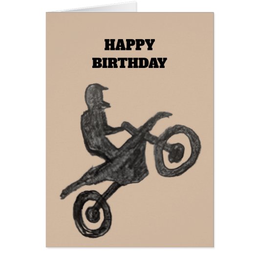 Birthday Card for boy with motocross sketch (Vorne)