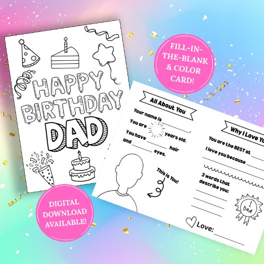 Birthday Card for Dad: Fill in the blank Karte