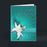 Birthday card for daughter, with a lily karte<br><div class="desc">A pure white lily on a background of delicate scroll work. A gorgeous card for any lady.</div>
