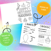 Birthday Card for Grandpa: Kids Coloring Activity Karte